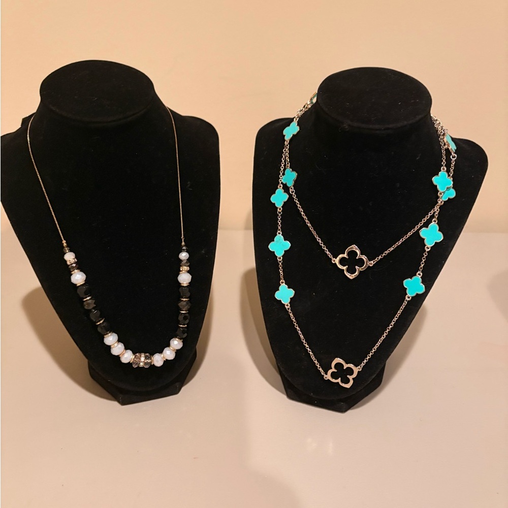 INC International Concepts Silver and Turquoise Necklace Set (SET of 2)